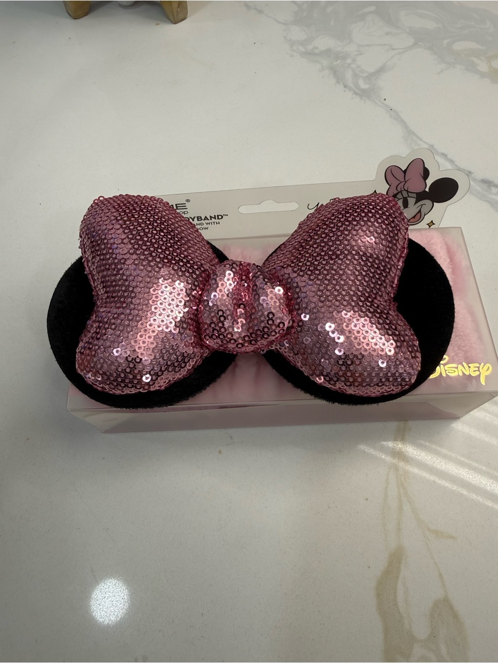 Disney Sequin Pink Bow Minnie Ear Headband